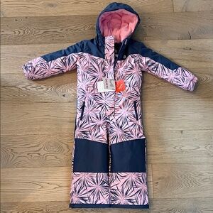 Pink and Navy Hooded Winter Coat
